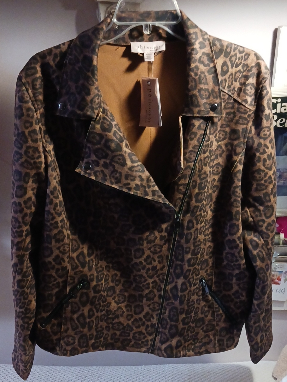 Philosophy ⚜️ Leopard Print Moto Jacket - Brown Black XL 🐆⚜️🐆